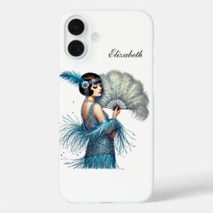 Mooie Art Deco dame voeg uw naam toe  iPhone 16 Plus Hoesje