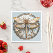 Mooie Art Deco Dragonfly Gouden Parels Bloemen Servet (Insitu)