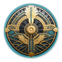 Mooie Art Deco Elegante Goud Turquoise   