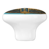 Mooie Art Deco Elegante Goud Turquoise Keramische Knop (Zijkant)