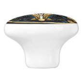 Mooie Art Deco Elegante Goud Turquoise    Keramische Knop (Zijkant)