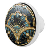 Mooie Art Deco Elegante Goud Turquoise    Keramische Knop (Rechts)