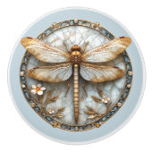 Mooie Art Deco Emaille Dragonfly Gouden Parels Keramische Knop (Voorkant)