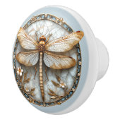 Mooie Art Deco Emaille Dragonfly Gouden Parels Keramische Knop (Rechts)