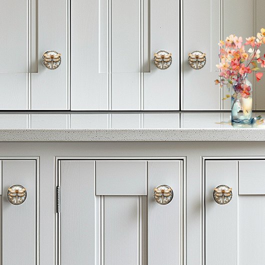 Mooie Art Deco Emaille Dragonfly Gouden Parels Keramische Knop