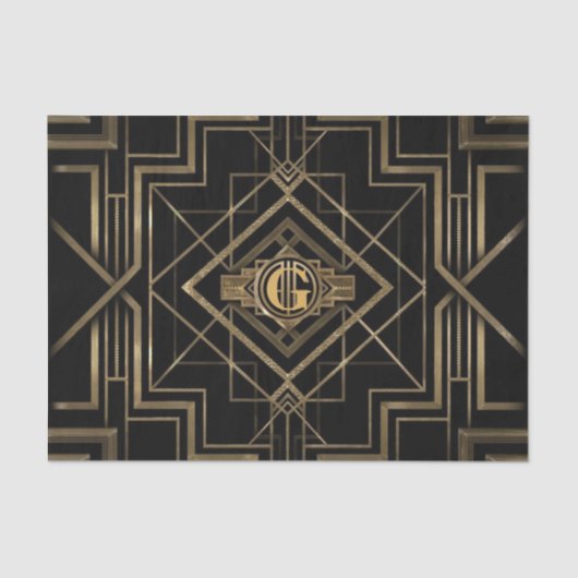 Mooie Art Deco Gatsby Monogram 1920 Tissuepapier (Voorkant)