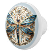 Mooie Art Deco Glas in lood Dragonfly Keramische Knop (Rechts)