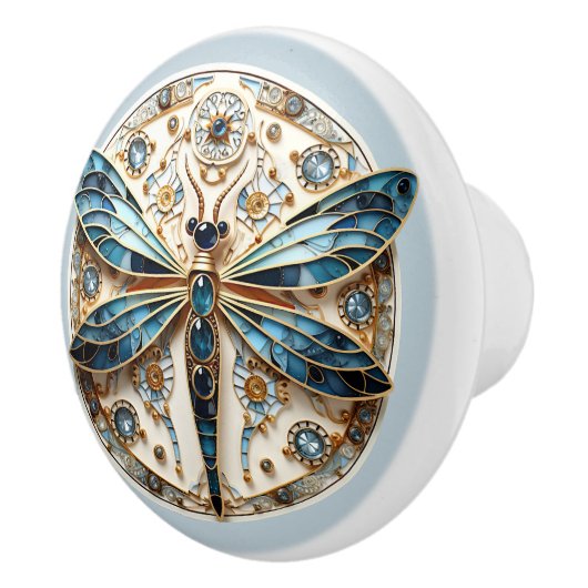 Mooie Art Deco Glas-in-lood Libel   Keramische Knop (Rechts)