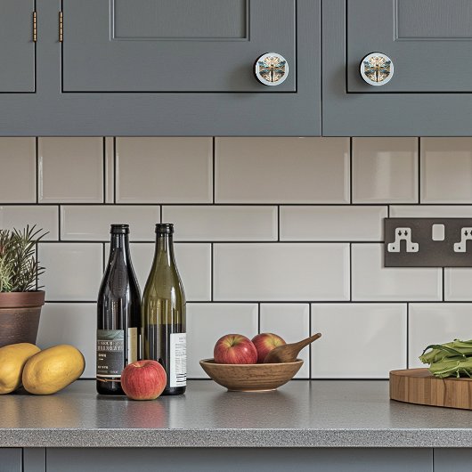 Mooie Art Deco Glas-in-lood Libel   Keramische Knop