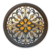 Mooie Art Deco Goud Grijs Kunstglas Keramische Knop (Voorkant)