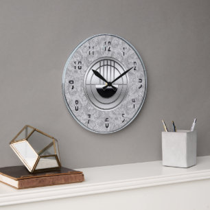 Mooie Art Deco Grey en Chrome Style Clock Grote Klok