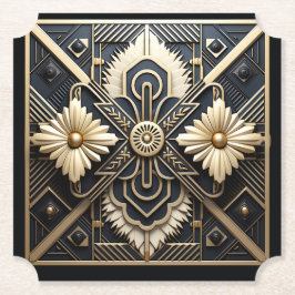 Mooie Art Deco ivoor crème goud zwart   Kartonnen Onderzetters