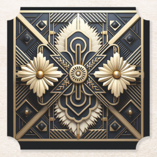 Mooie Art Deco ivoor crème goud zwart Kartonnen Onderzetters