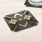 Mooie Art Deco ivoorkleurig goud zwart Kartonnen Onderzetters (Gekanteld)