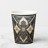 Mooie Art Deco ivoorkleurig goud zwart Papieren Bekers (Voorkant)