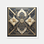 Mooie Art Deco ivoorkleurig goud zwart Servet (Voorkant)