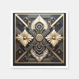 Mooie Art Deco ivoorkleurig goud zwart   Servet