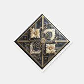 Mooie Art Deco ivoorkleurig goud zwart Servet (Hoek)