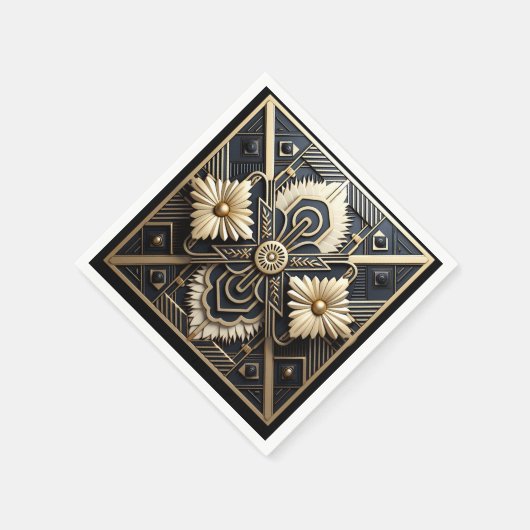 Mooie Art Deco ivoorkleurig goud zwart   Servet (Hoek)