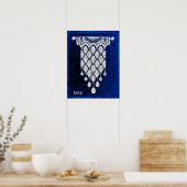 Mooie Art Deco Jewelry Poster. (Blauw) Poster (Keuken)