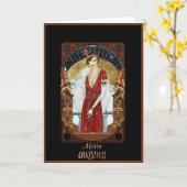 Mooie Art Deco Lady-Wenskaart voor kerstmis Kaart (Gele Bloem)