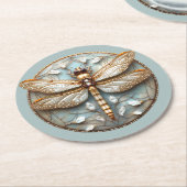 Mooie Art Deco Libel Goud Diamanten Ronde Kartonnen Onderzetter (Gebogen)