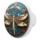 Mooie Art Deco Libelle Edelstenen Turquoise Goud   Keramische Knop (Rechts)