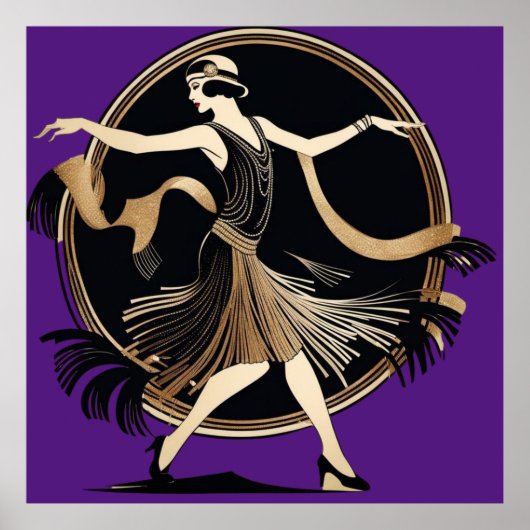 Mooie Art Deco Meisje, Flapper dansen, jaren 1920 Poster (Voorkant)