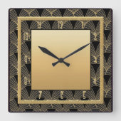 Mooie Art Deco Patterned Vierkante Klok (Voorkant)