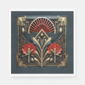 Mooie Art Deco Rood Goud Teal Servet (Voorkant)