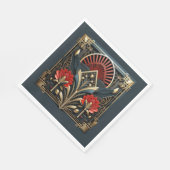 Mooie Art Deco Rood Goud Teal Servet (Hoek)