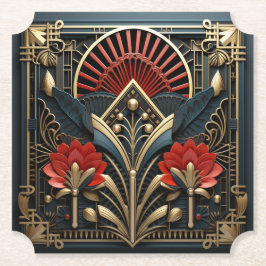 Mooie Art Deco Rood Goud Zwart Elegant Kartonnen Onderzetters