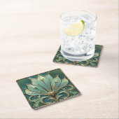 Mooie Art Deco Turquoise Groen Goud Kartonnen Onderzetters (Insitu)