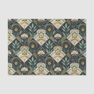 Mooie Art Deco Vergulde Botanische Bloempatroon Tissuepapier
