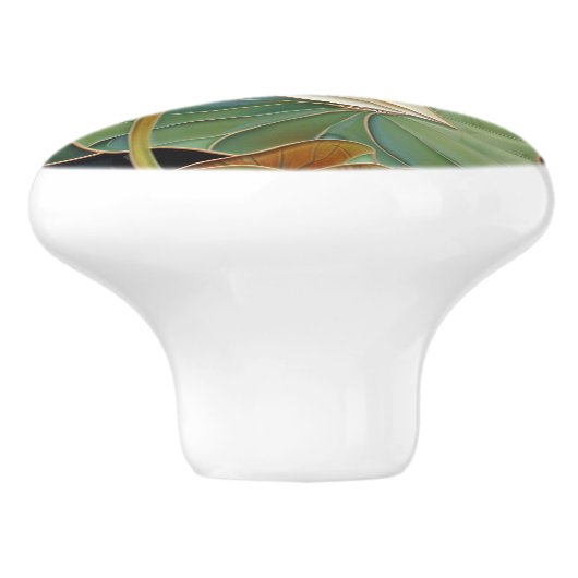 Mooie Art Deco Witte Waterlelie Lotus Bloem Keramische Knop (Zijkant)