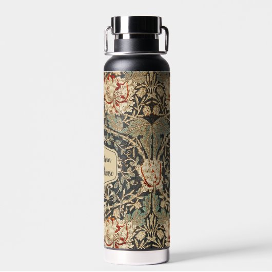 Mooie Art Nouveau Bloemen Damast Patroon Waterfles (Achterkant)