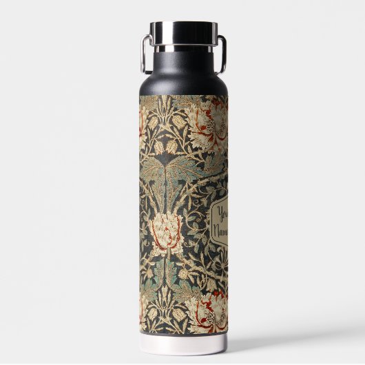 Mooie Art Nouveau Bloemen Damast Patroon Waterfles (Voorkant)