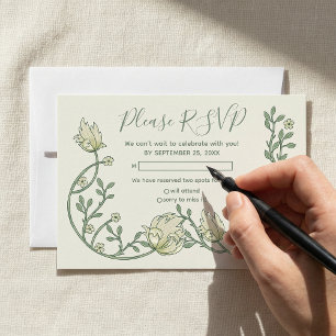 Mooie art nouveau bloemen RSVP kaart