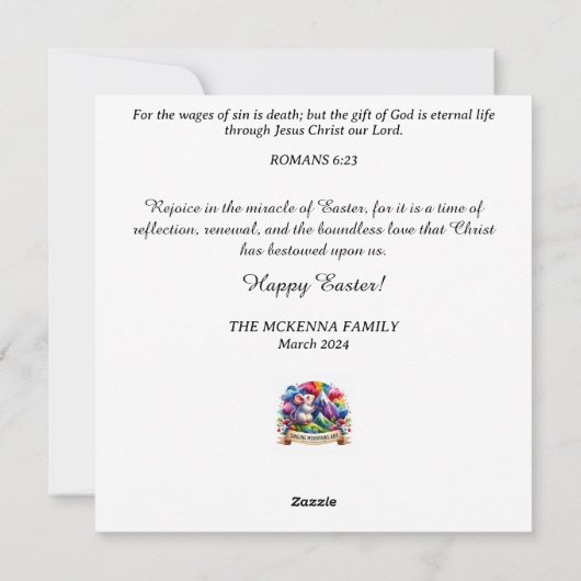 Mooie Art Nouveau Bunny Bloemmand Pasen Feestdagenkaart (Achterkant)