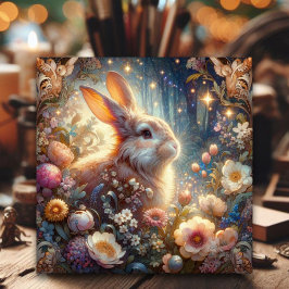 Mooie Art Nouveau Paaskonijn Christelijk Feestdagenkaart