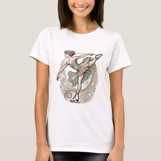 Mooie Art Nouveau schaatser Vrouwen T-shirt (Voorkant)