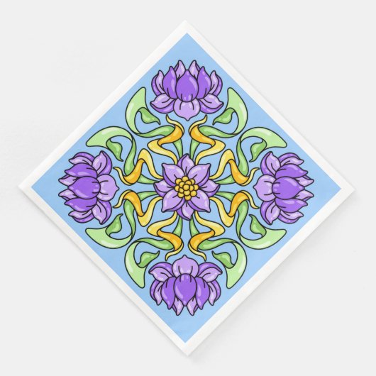 Mooie Art Nouveau-tegel met paarse bloemen Servet (Hoek)