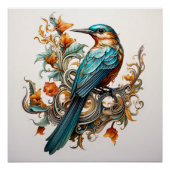 Mooie Art Nouveau Vogel Perfect Poster (Voorkant)