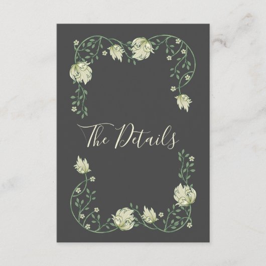 Mooie art nouveau witte bloemen De Details Informatiekaartje (Voorkant)