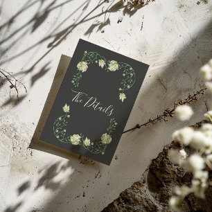 Mooie art nouveau witte bloemen De Details Informatiekaartje