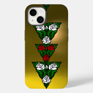 MOOIE ART NOUVEAU WITTE RODE ROZEN DRIEHOEK iPhone 14 HOESJE