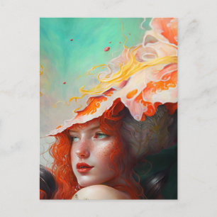 Mooie Artistieke Abstracte Rode Haren Ginger Meisj Briefkaart