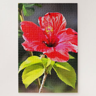 Mooie Artistieke Rode Tropische Hibiscus Flower Legpuzzel