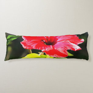 Mooie Artistieke Rode Tropische Hibiscus Flower Lichaamskussen