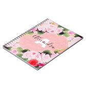 Mooie, artistieke Waterverf roze rozen met naam Notitieboek (Linkerzijde)